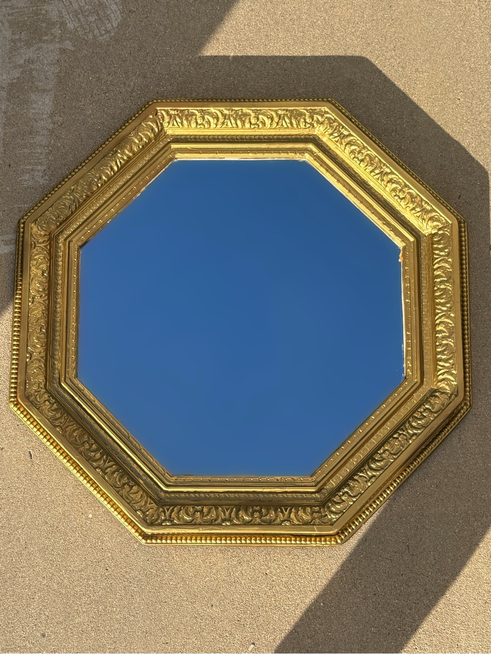 Vintage gold baroque octagon large wall mirror home decor glam whimsygoth